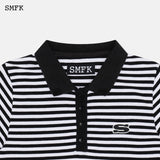 SMFK SS2303 校园条纹翻领短Tee 黑白