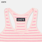 SMFK SS2303 复古校园条纹针织背心 樱花粉